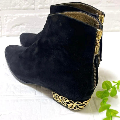 Saint Laurent Short Boots Shoes EU 35 US 5 Suede Black Authentic