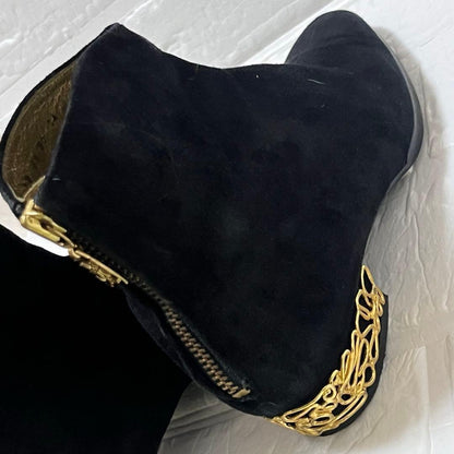 Saint Laurent Short Boots Shoes EU 35 US 5 Suede Black Authentic