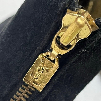 Saint Laurent Short Boots Shoes EU 35 US 5 Suede Black Authentic