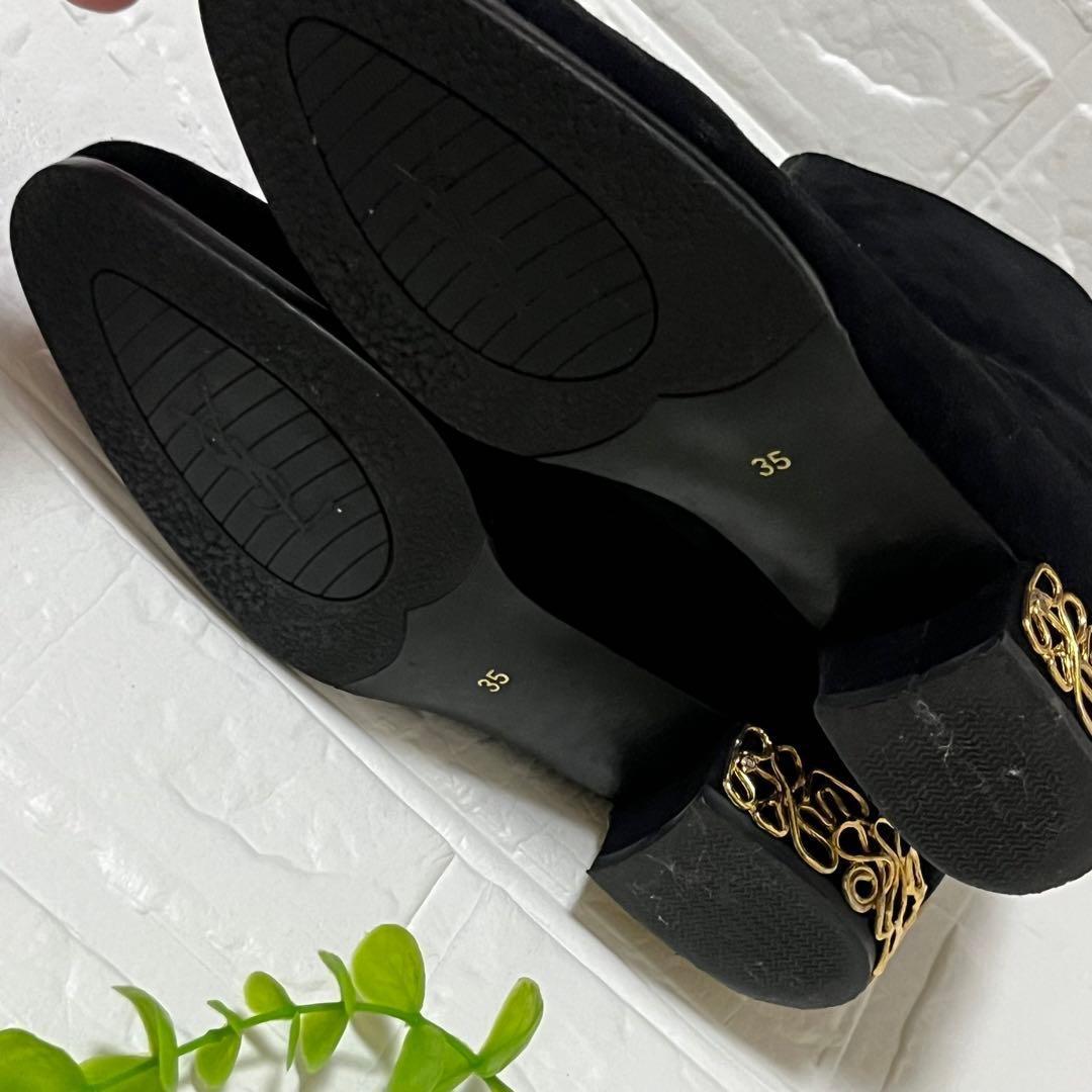 Saint Laurent Short Boots Shoes EU 35 US 5 Suede Black Authentic