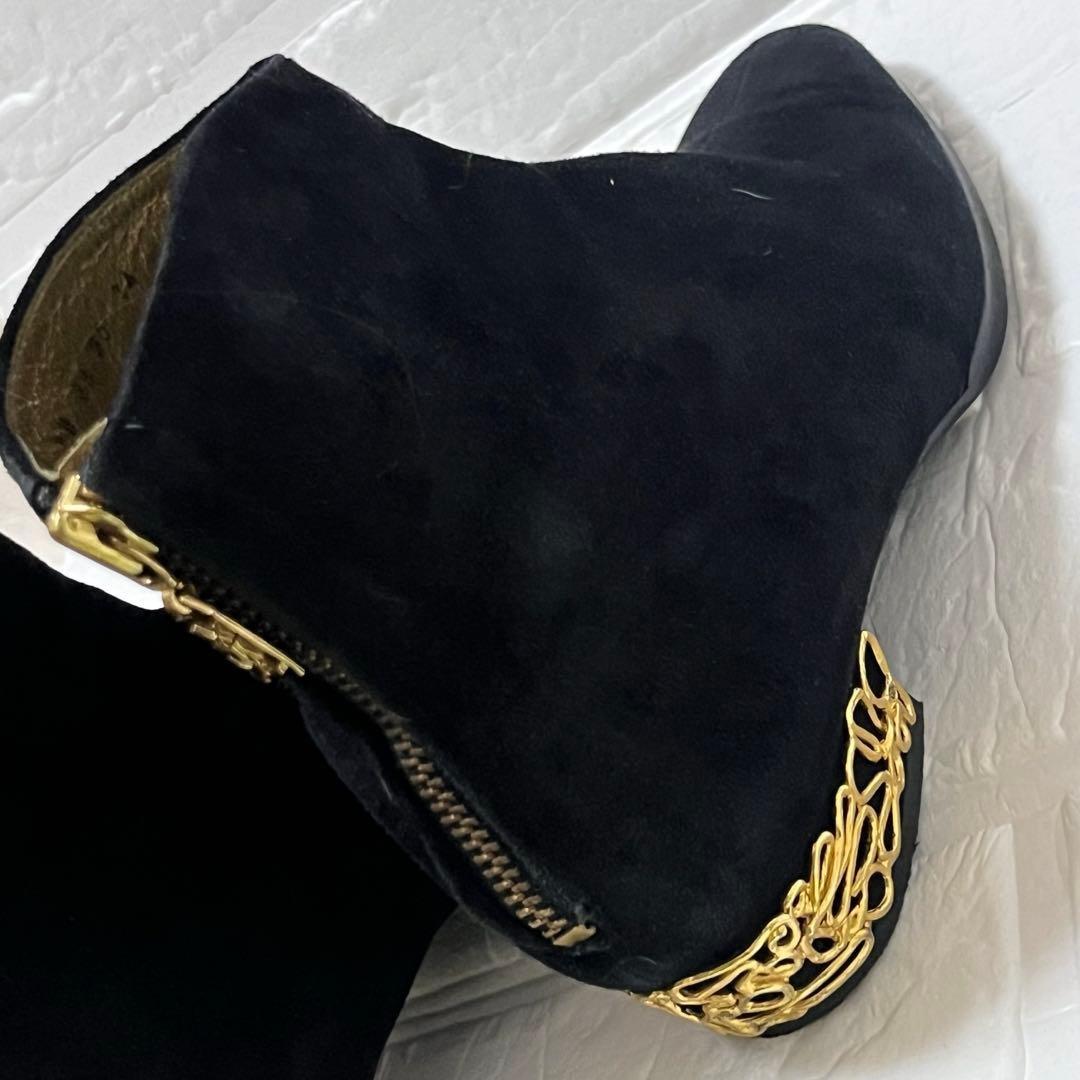 Saint Laurent Short Boots Shoes EU 35 US 5 Suede Black Authentic