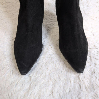 Saint Laurent Long Boots Shoes EU 37 US 7 Suede Black Authentic