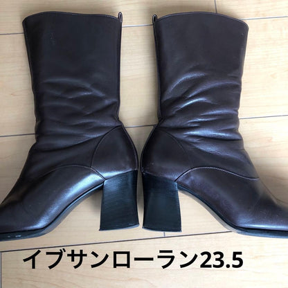 Saint Laurent Short Boots Shoes EU 36.0 US 6.0 Leather Brown Authentic