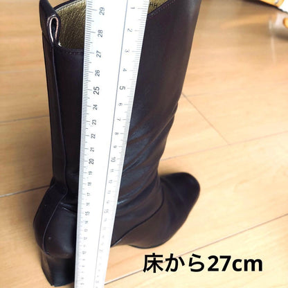 Saint Laurent Short Boots Shoes EU 36.0 US 6.0 Leather Brown Authentic