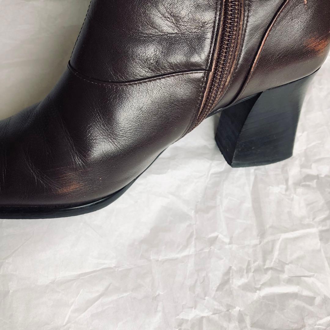 Saint Laurent Short Boots Shoes EU 36.0 US 6.0 Leather Brown Authentic