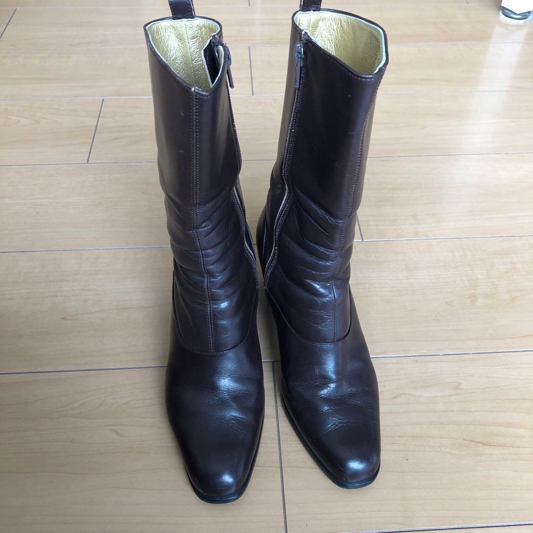 Saint Laurent Short Boots Shoes EU 36.0 US 6.0 Leather Brown Authentic