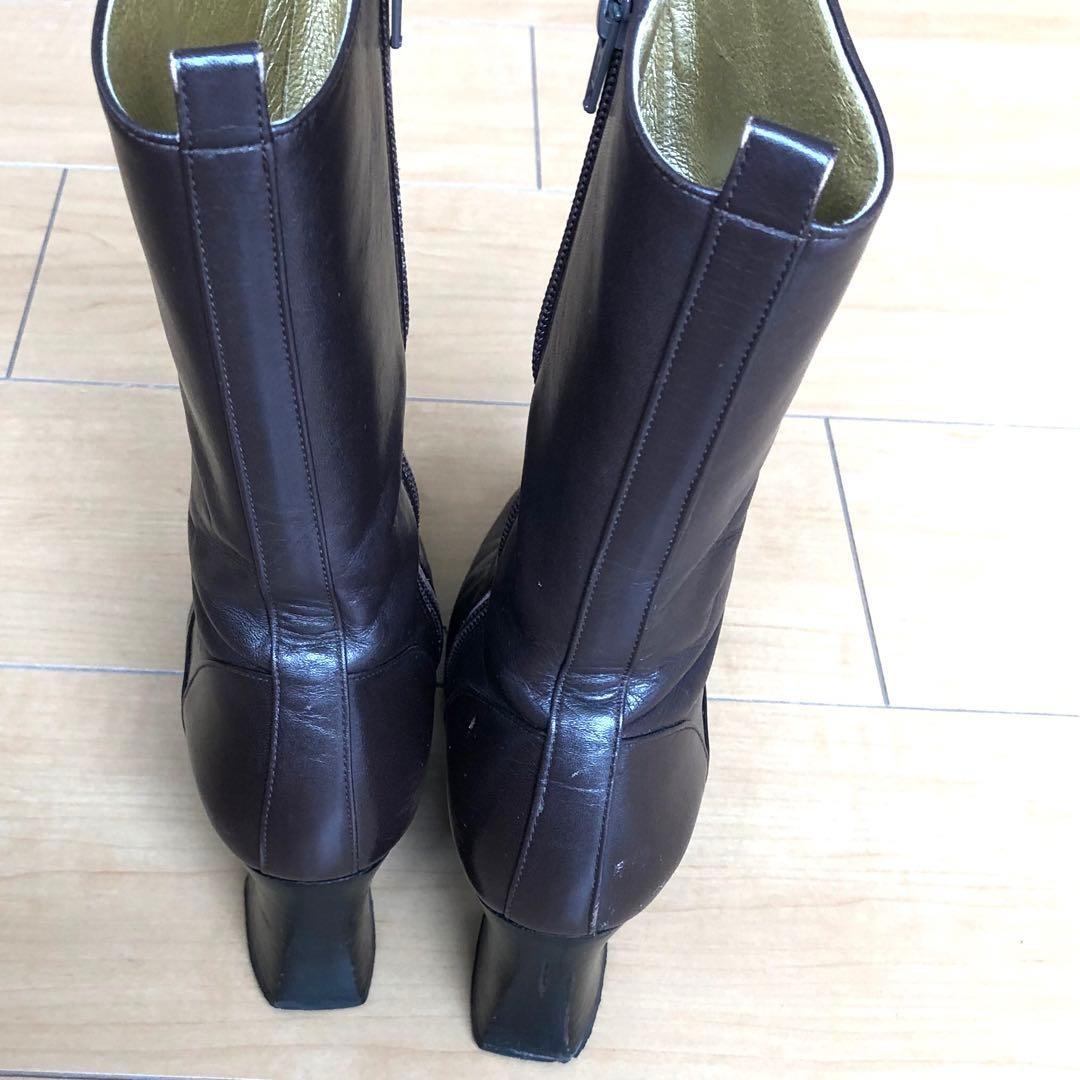 Saint Laurent Short Boots Shoes EU 36.0 US 6.0 Leather Brown Authentic