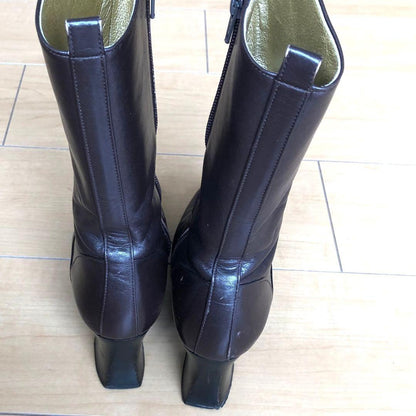 Saint Laurent Short Boots Shoes EU 36.0 US 6.0 Leather Brown Authentic