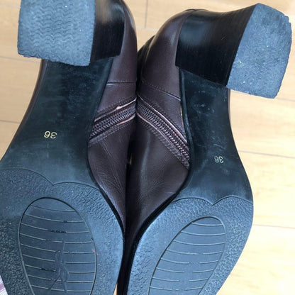 Saint Laurent Short Boots Shoes EU 36.0 US 6.0 Leather Brown Authentic