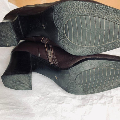 Saint Laurent Short Boots Shoes EU 36.0 US 6.0 Leather Brown Authentic