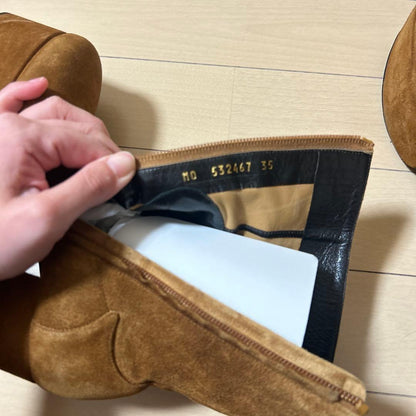 Saint Laurent Short Boots Shoes EU 35 US 5 Suede Brown Authentic