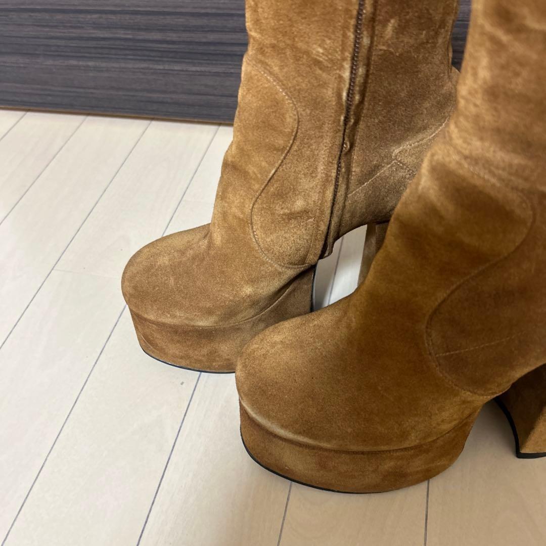 Saint Laurent Short Boots Shoes EU 35 US 5 Suede Brown Authentic