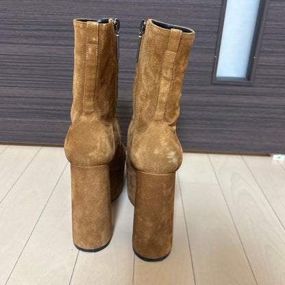 Saint Laurent Short Boots Shoes EU 35 US 5 Suede Brown Authentic