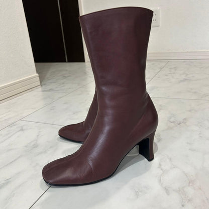 Saint Laurent Boots Shoes EU 36.0 US 6.0 Leather Bordeaux Authentic