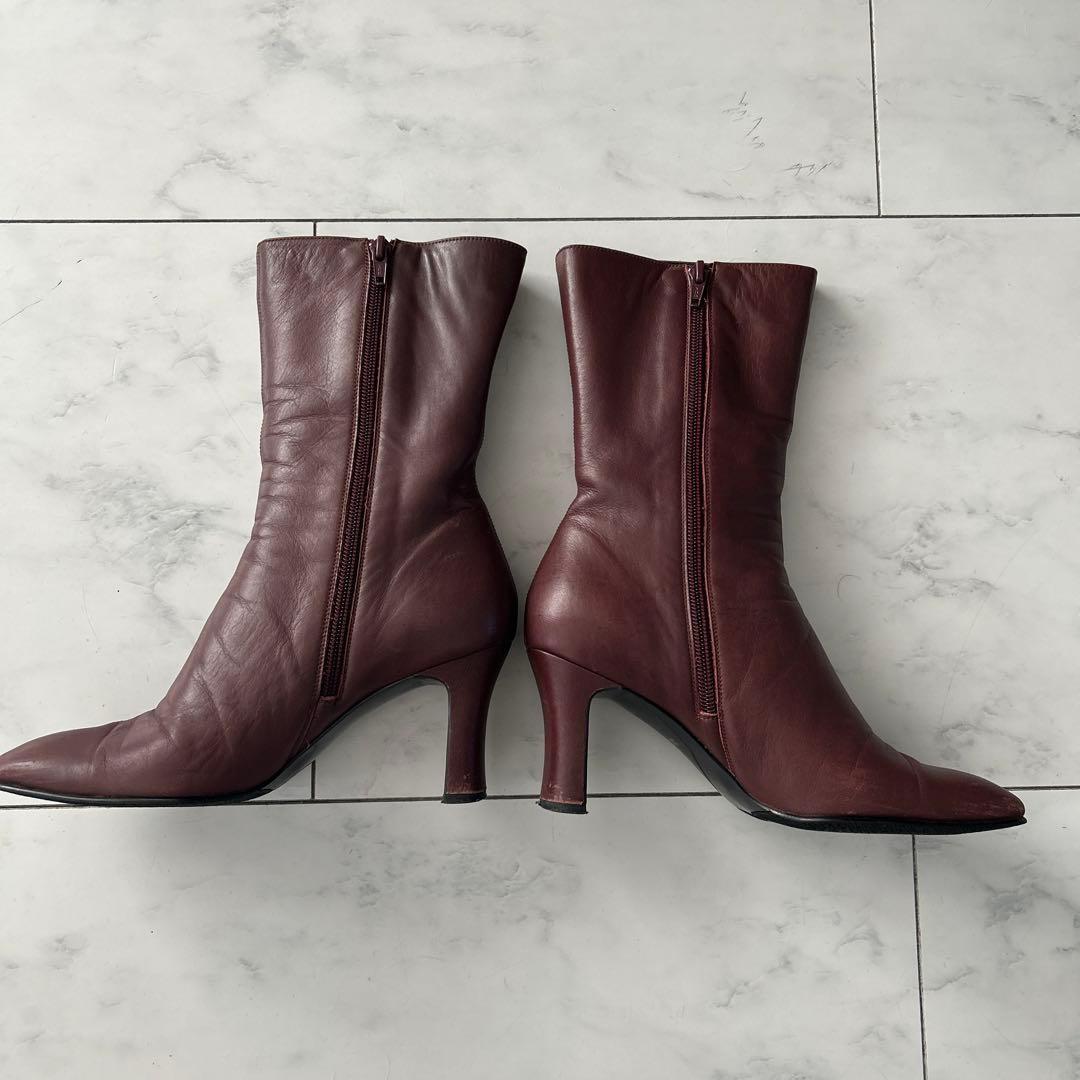 Saint Laurent Boots Shoes EU 36.0 US 6.0 Leather Bordeaux Authentic