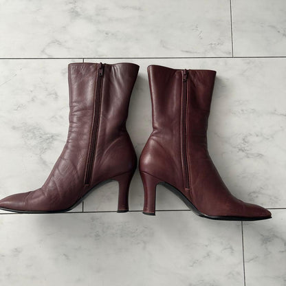 Saint Laurent Boots Shoes EU 36.0 US 6.0 Leather Bordeaux Authentic