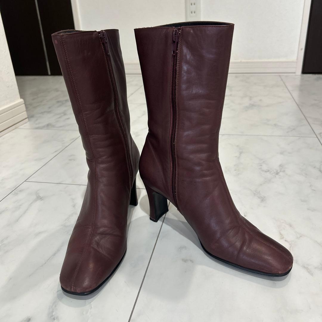 Saint Laurent Boots Shoes EU 36.0 US 6.0 Leather Bordeaux Authentic