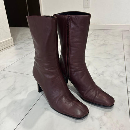 Saint Laurent Boots Shoes EU 36.0 US 6.0 Leather Bordeaux Authentic