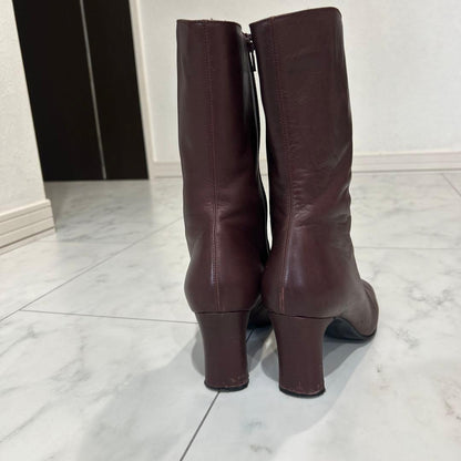 Saint Laurent Boots Shoes EU 36.0 US 6.0 Leather Bordeaux Authentic