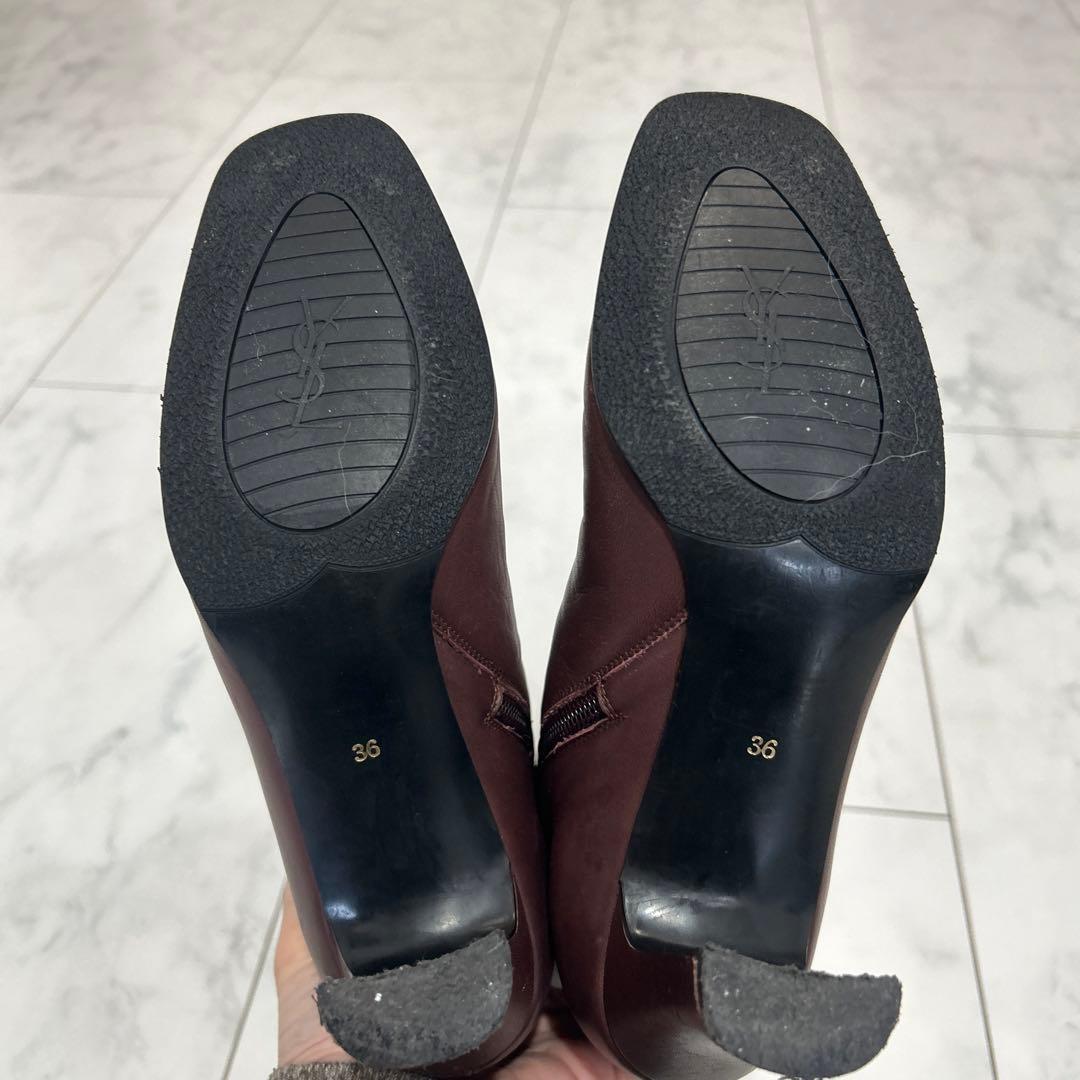 Saint Laurent Boots Shoes EU 36.0 US 6.0 Leather Bordeaux Authentic