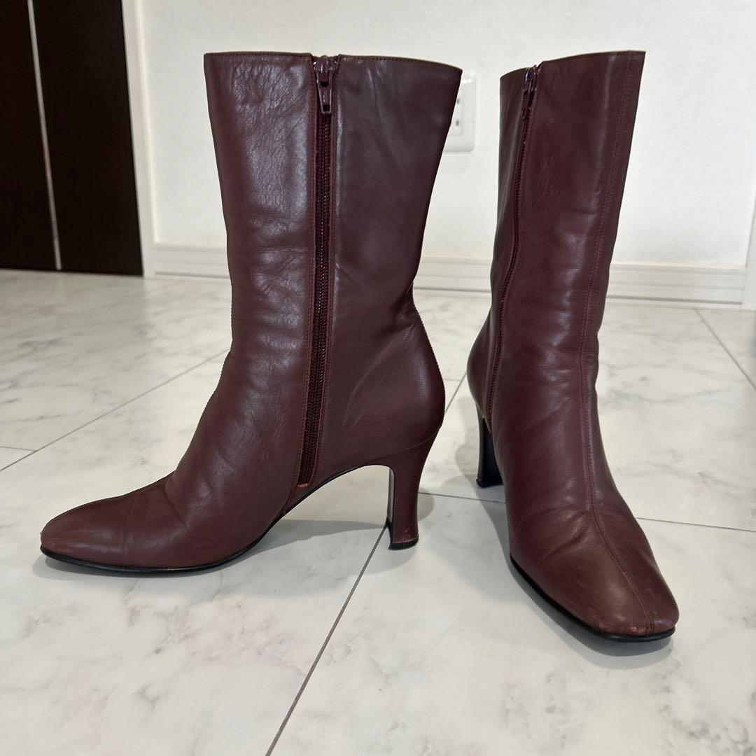 Saint Laurent Boots Shoes EU 36.0 US 6.0 Leather Bordeaux Authentic