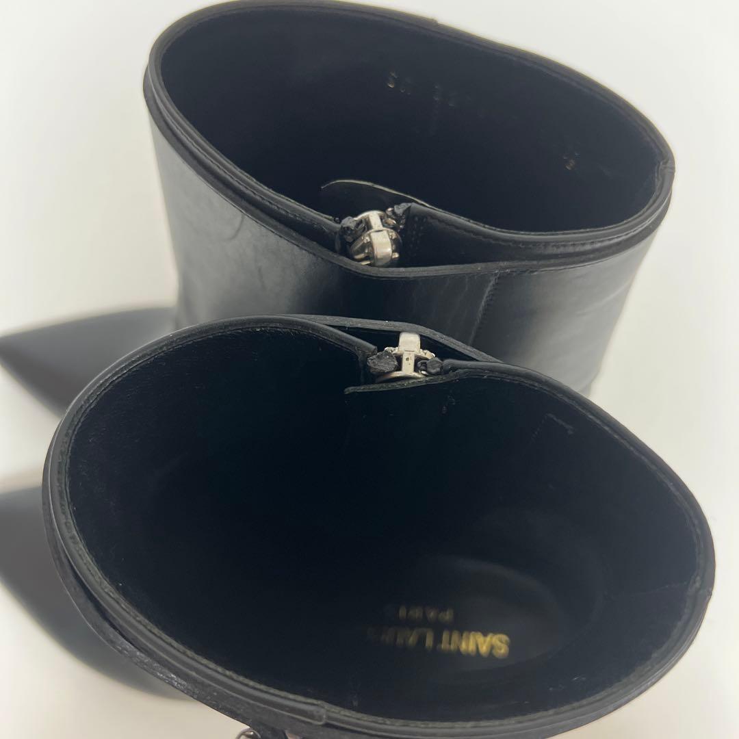 Saint Laurent Paris Short Boots Shoes EU 35.5 US 5.5 Leather Black Authentic