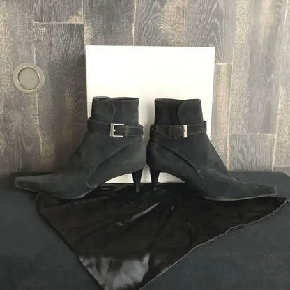 Saint Laurent rive gauche Short Boots Shoes EU 36.0 US 6.0 Suede Black Authentic