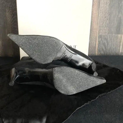 Saint Laurent rive gauche Short Boots Shoes EU 36.0 US 6.0 Suede Black Authentic