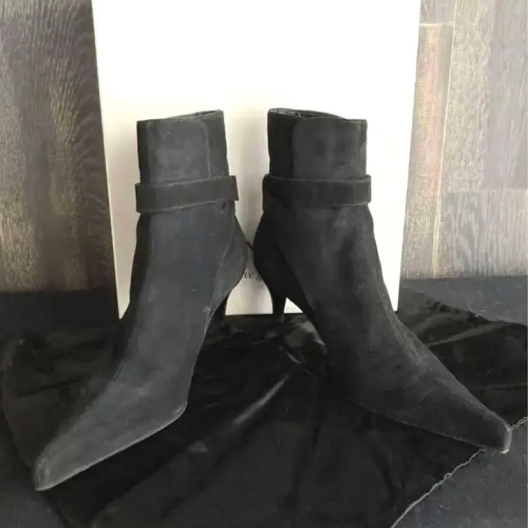 Saint Laurent rive gauche Short Boots Shoes EU 36.0 US 6.0 Suede Black Authentic