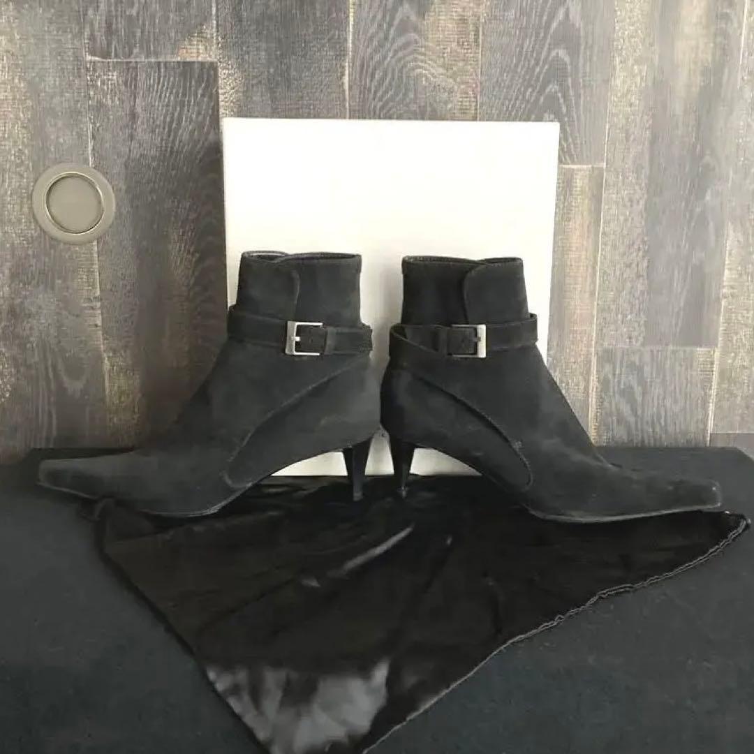 Saint Laurent rive gauche Short Boots Shoes EU 36.0 US 6.0 Suede Black Authentic