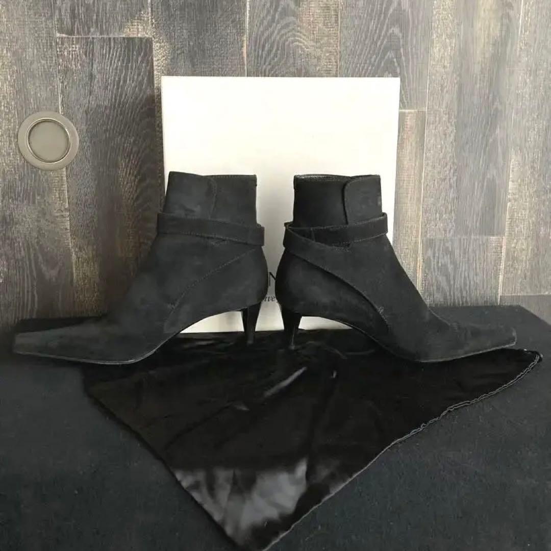 Saint Laurent rive gauche Short Boots Shoes EU 36.0 US 6.0 Suede Black Authentic