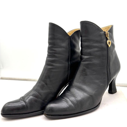 Saint Laurent Short Boots Shoes EU 37 US 7 Leather Black Authentic