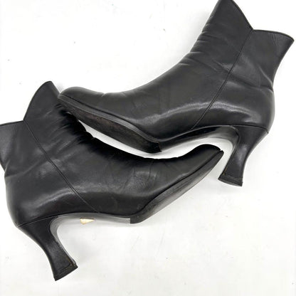 Saint Laurent Short Boots Shoes EU 37 US 7 Leather Black Authentic