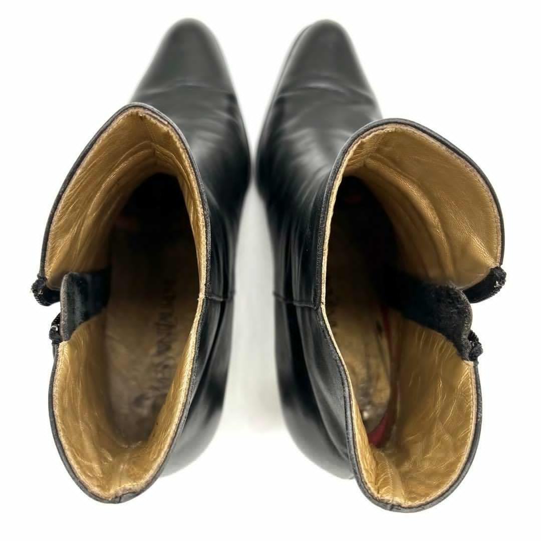 Saint Laurent Short Boots Shoes EU 37 US 7 Leather Black Authentic