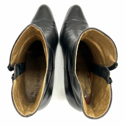 Saint Laurent Short Boots Shoes EU 37 US 7 Leather Black Authentic
