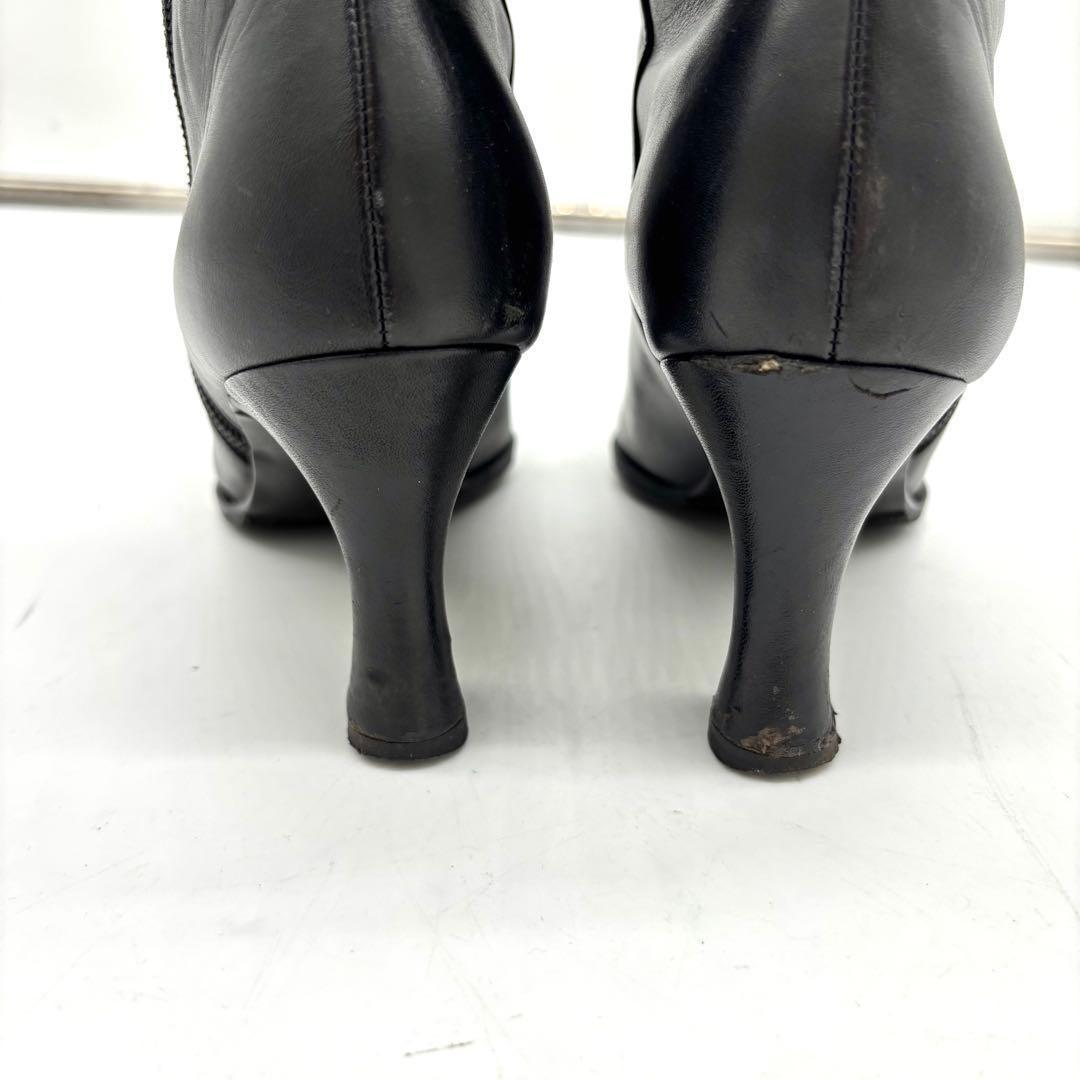 Saint Laurent Short Boots Shoes EU 37 US 7 Leather Black Authentic