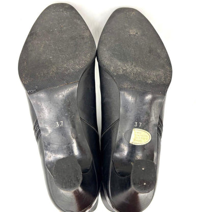 Saint Laurent Short Boots Shoes EU 37 US 7 Leather Black Authentic