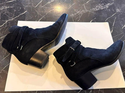 Saint Laurent Short Boots Shoes EU 36.0 US 6.0 Leather Suede Black Auth