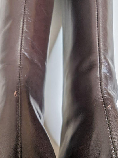 Saint Laurent Long Boots Shoes EU 35.5 US 5.5 Leather Brown Authentic