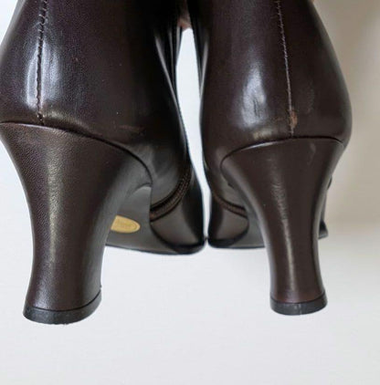 Saint Laurent Long Boots Shoes EU 35.5 US 5.5 Leather Brown Authentic