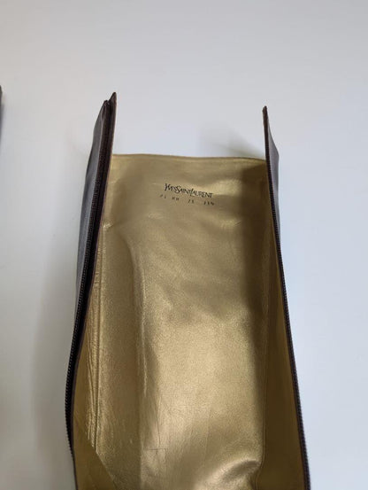 Saint Laurent Long Boots Shoes EU 35.5 US 5.5 Leather Brown Authentic