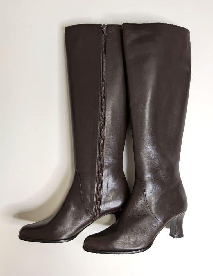 Saint Laurent Long Boots Shoes EU 35.5 US 5.5 Leather Brown Authentic