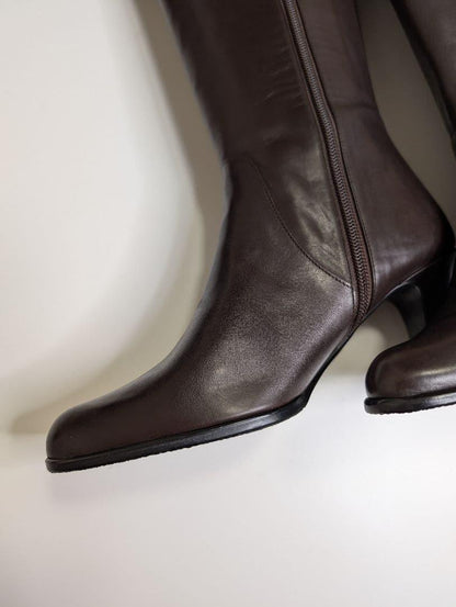 Saint Laurent Long Boots Shoes EU 35.5 US 5.5 Leather Brown Authentic