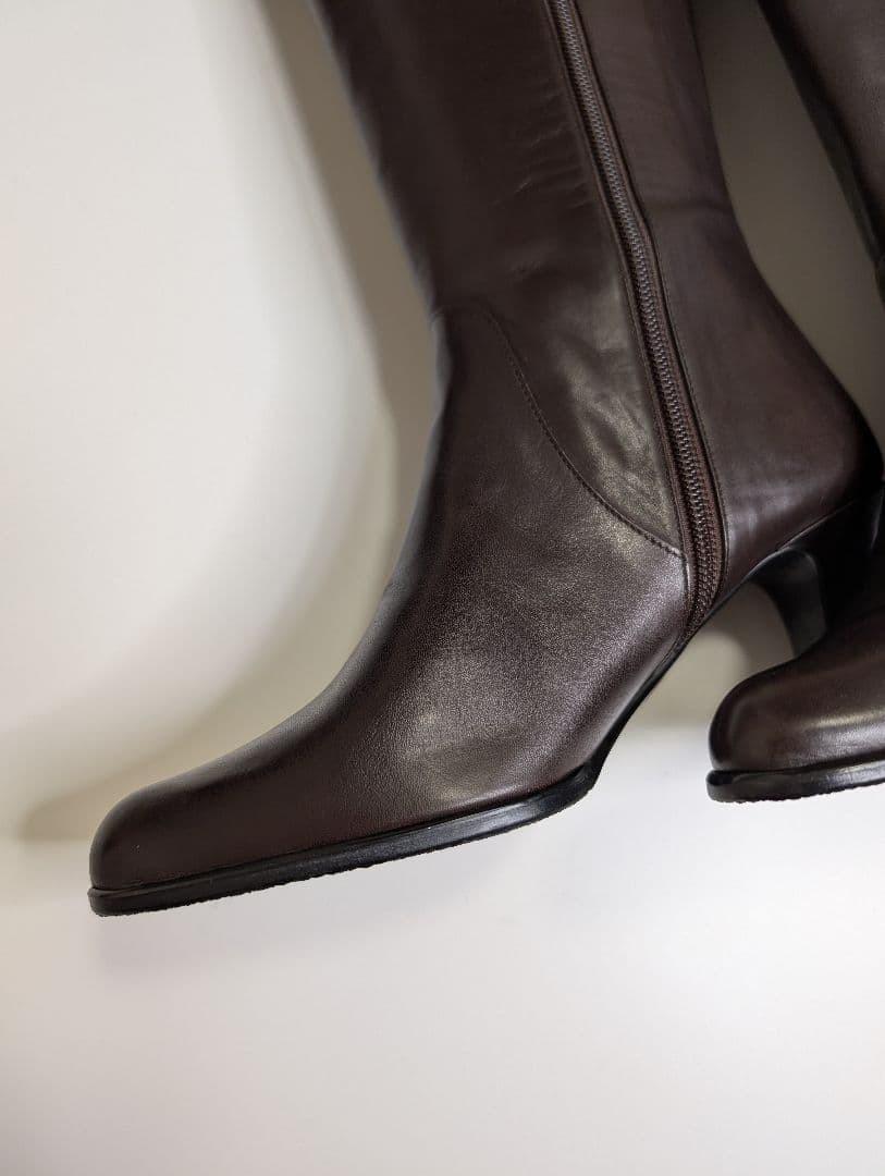 Saint Laurent Long Boots Shoes EU 35.5 US 5.5 Leather Brown Authentic