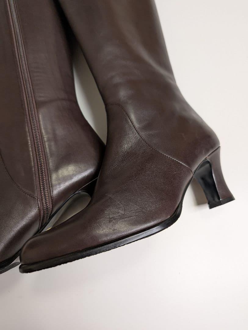 Saint Laurent Long Boots Shoes EU 35.5 US 5.5 Leather Brown Authentic