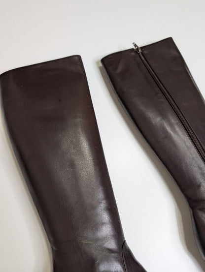 Saint Laurent Long Boots Shoes EU 35.5 US 5.5 Leather Brown Authentic