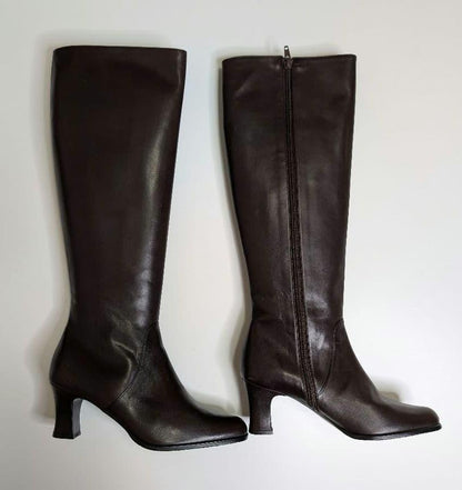 Saint Laurent Long Boots Shoes EU 35.5 US 5.5 Leather Brown Authentic