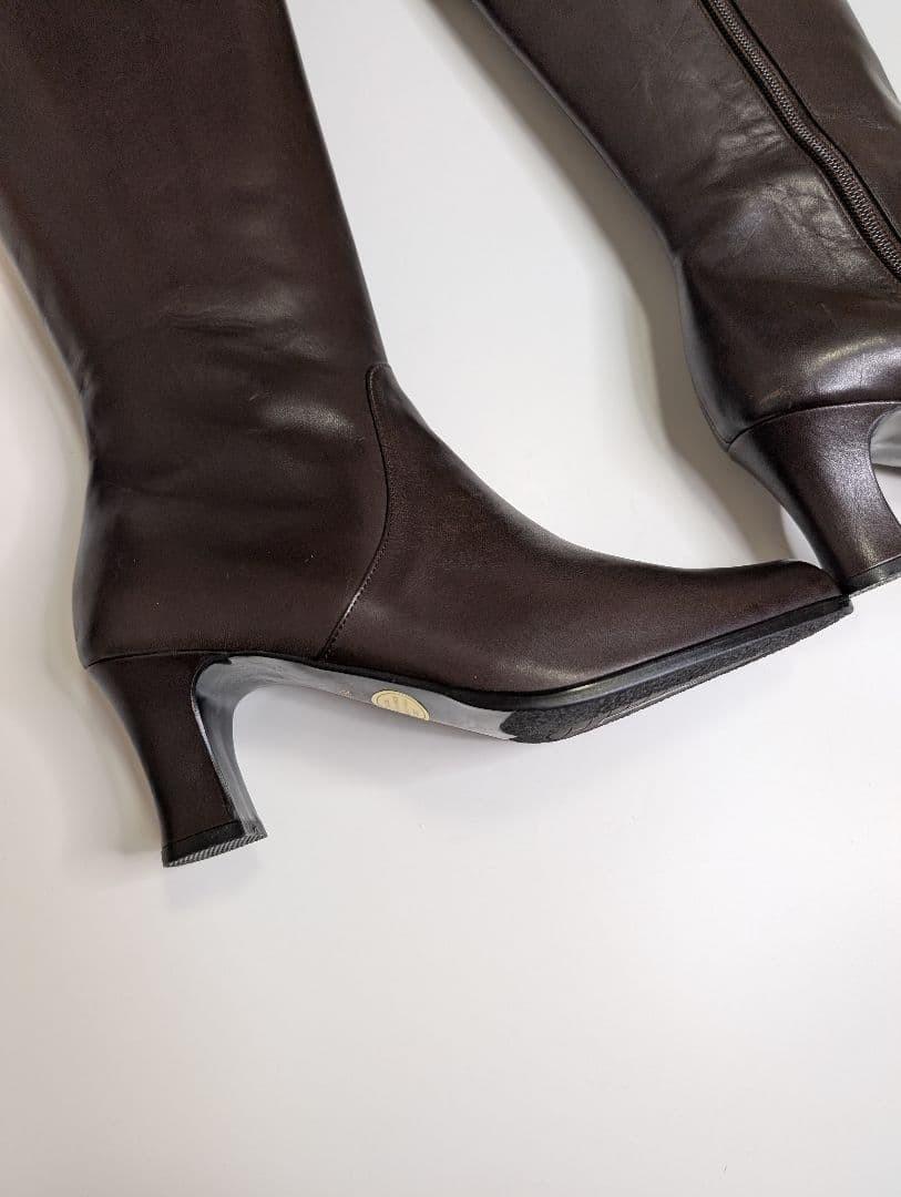 Saint Laurent Long Boots Shoes EU 35.5 US 5.5 Leather Brown Authentic