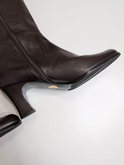 Saint Laurent Long Boots Shoes EU 35.5 US 5.5 Leather Brown Authentic