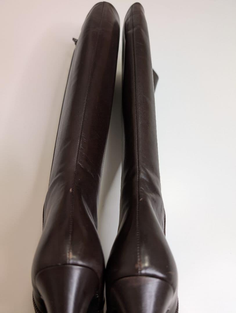 Saint Laurent Long Boots Shoes EU 35.5 US 5.5 Leather Brown Authentic